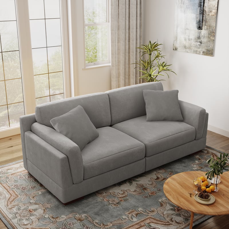 90.2"W Corduroy Upholstered Living Room Sofa