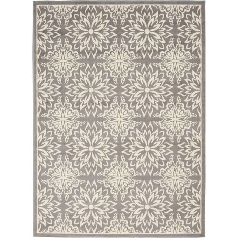 Nourison Jubilant Floral Medallion Area Rug - 4' x 6' - Grey