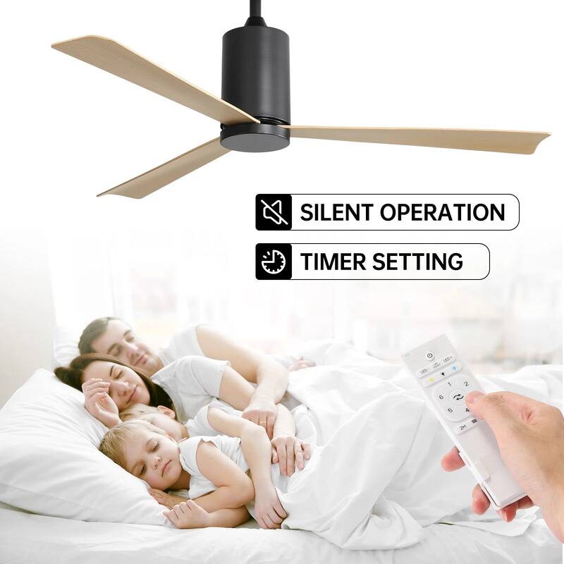 52'' Flush Mount Ceiling Fan with Uplight & Remote Control Indoor Outdoor Reversible