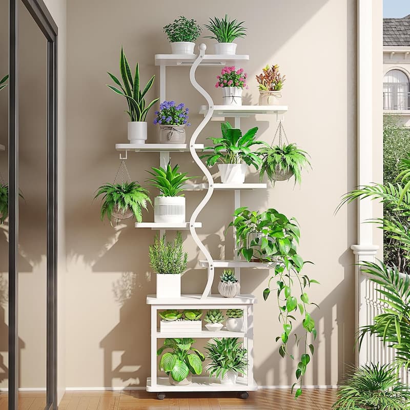 Plant Stand with Grow Light Plant Rack with Wheels Display Shelves