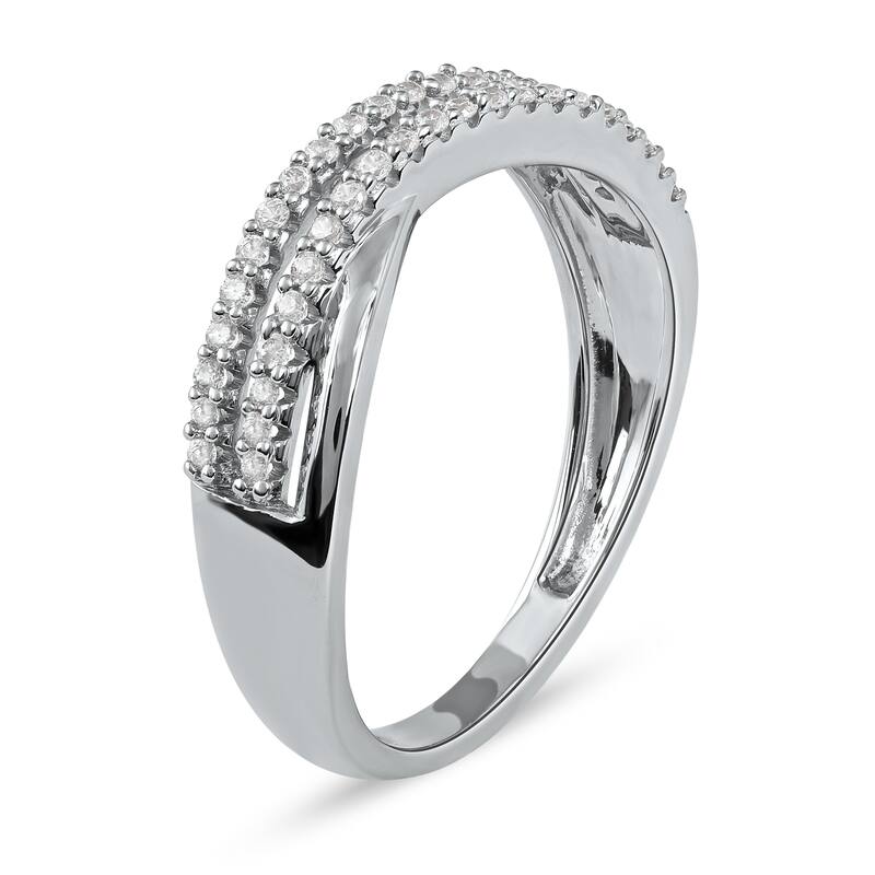 1/5ct TDW Diamond Crossover Wedding Band in 10K Gold for Women