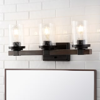 Ferme Iron/Seeded Glass Rustic Farmhouse LED Vanity Light, by JONATHAN  Y