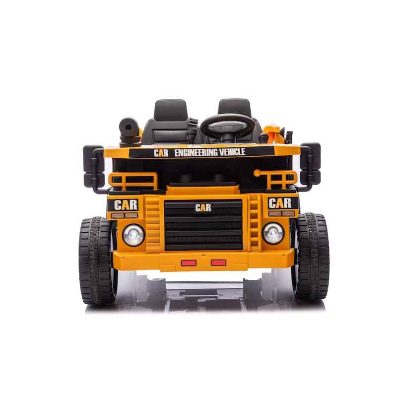 12V 2-Seater 6-Wheel Ride-On Dump Truck for Ages 3+, Remote Control with LED Lights & Music - Yellow