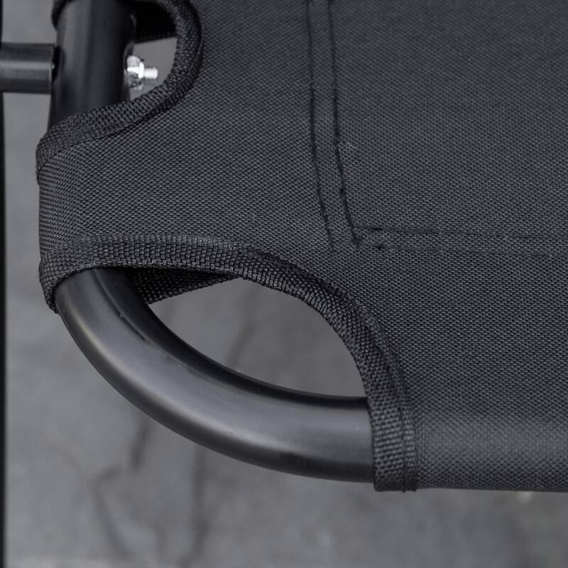 Black Steel and Oxford Cloth Folding Loveseat Camping Chair with Cup Holders - 45" W x 26.5" D x 31.5" H