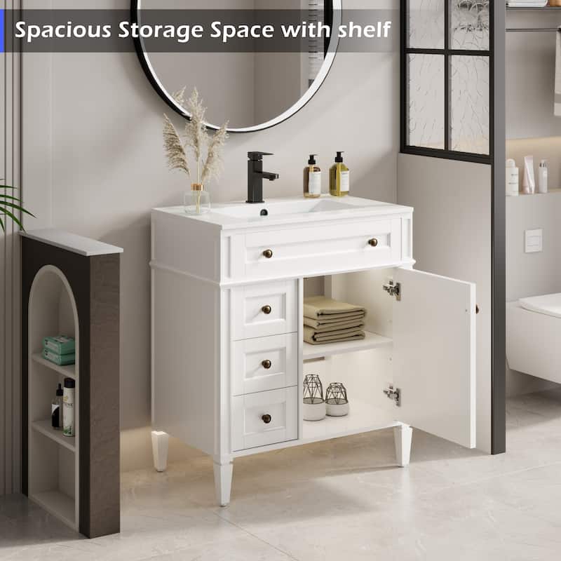 Retro Bathroom Vanity W/ Drop in Sink Combo Cabinet Set