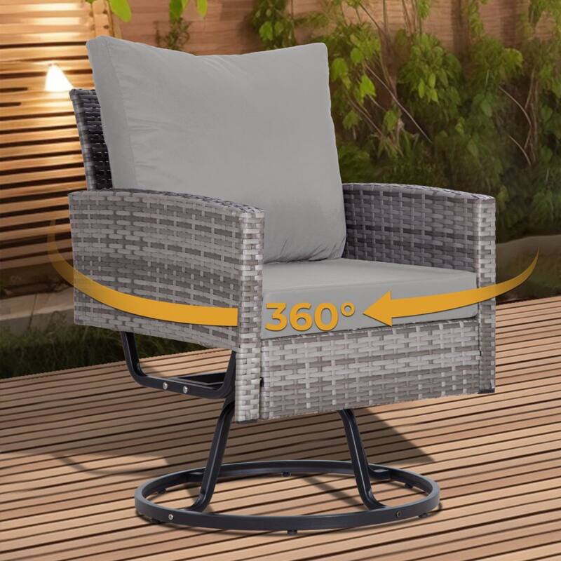 6-Piece Wicker Patio Conversation Set with Swivel Chairs