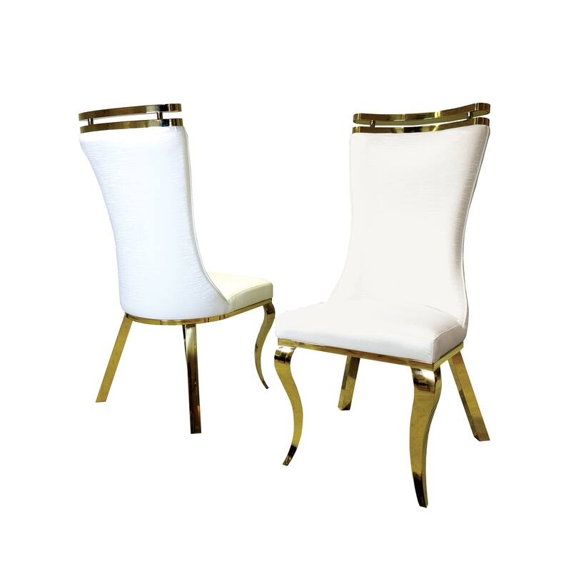 Gold Finish Upholstered Side Chairs Set Elegant
