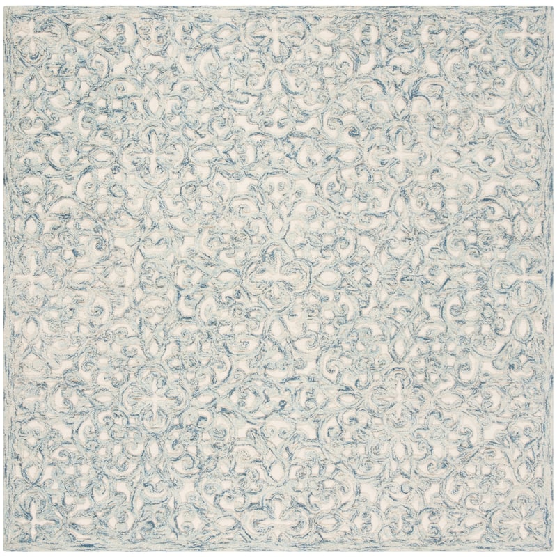 SAFAVIEH Handmade Trace Megane Modern Wool Rug - 4' Square - Blue/Ivory