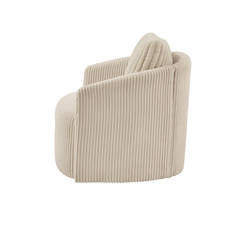 Sligo Oversized Wale Corduroy Swivel Accent Chair with Furry Channel Pillow and Ottoman by iNSPIRE Q Bold