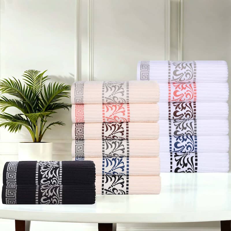 Superior Athens Cotton Floral Border Greek Key 3-Piece Towel Set