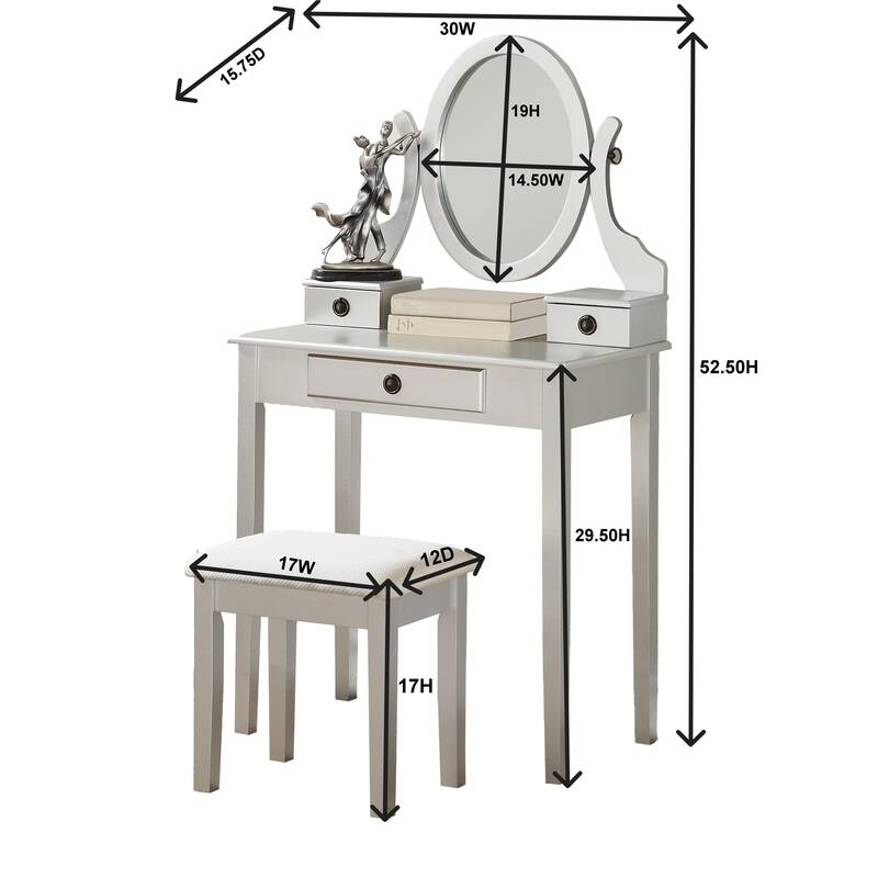 Makeup Vanity Table and Stool Set