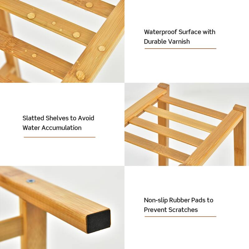 Costway Bamboo Tall Plant Stand Pot Holder Display Shelving Unit - 14.5'' x 13.5'' x 39''