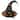 16" Black Tinsel Witch's Hat with Orange Glittered Roses Halloween Decoration