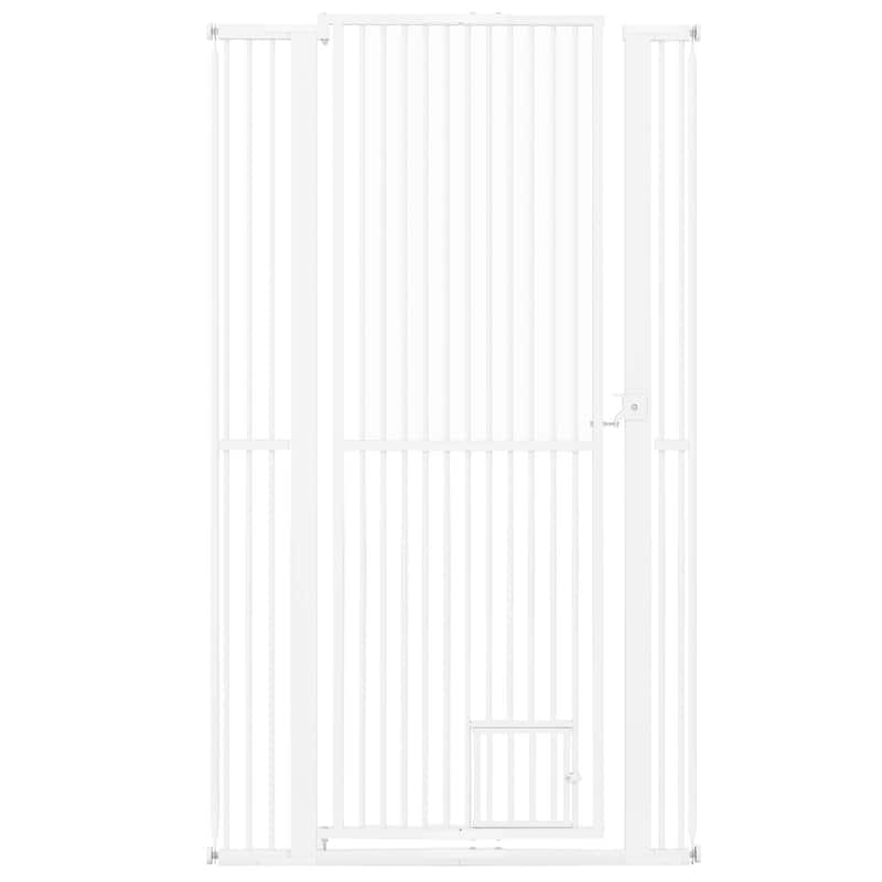 Costway 59"/67.5" Extra Tall Pet Gate with 30.5”-41” Width & 2 - White - 67.5”