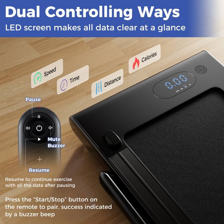 3-in-1 Metal Folding Treadmill with Smart Apps Remote Control and LED Display - 52.5" x 27" x 42.7" (L x W x H)