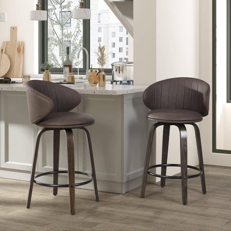 26 Inch Bentwood Bar Stools Swivel Counter Height Bar Stools