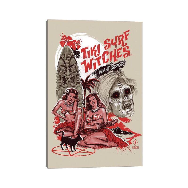 iCanvas "Tiki Surf Witches Want Blood" by Steven Rhodes Canvas Print
