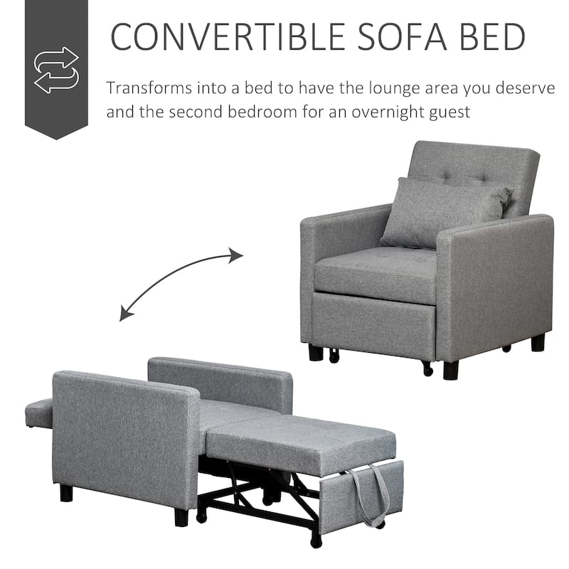 Grey 27.3" Tufted Lounge Chair with Adjustable Backrest