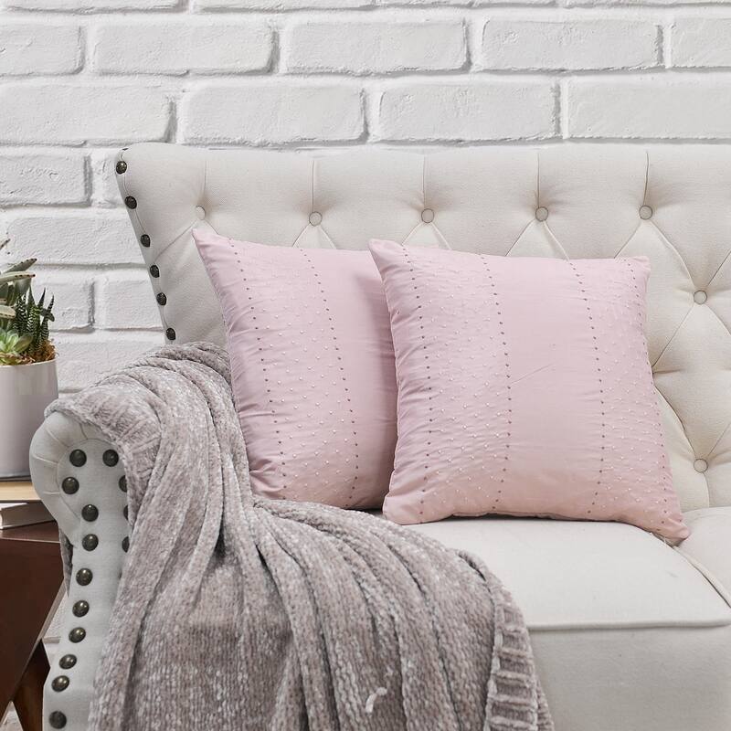 Marquesa Dots Slub Texture Pillow Shell 2 Piece Set, NO INSERT - Pink