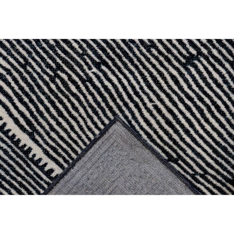 Black and White Viscose Area Rug 5x8Room, NonSlip NonShedding Low