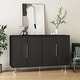 preview thumbnail 2 of 16, Black Modern Buffet Cabinet with Storage, Fluted Sideboard Large Buffet with Adjustable Shelves, Credenza, Accent Cabinet