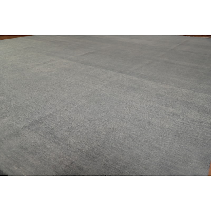 Hand Knotted Oriental 100% Wool Carpet Modern Solid Greys & Charcoal Gabbeh Area Rug - 13' 3'' X 10' 3''