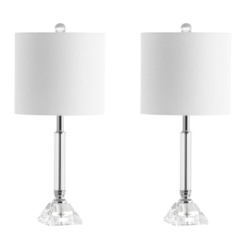 Goddard 19.5" Crystal Column/Metal LED Table Lamp, Clear by JONATHAN Y