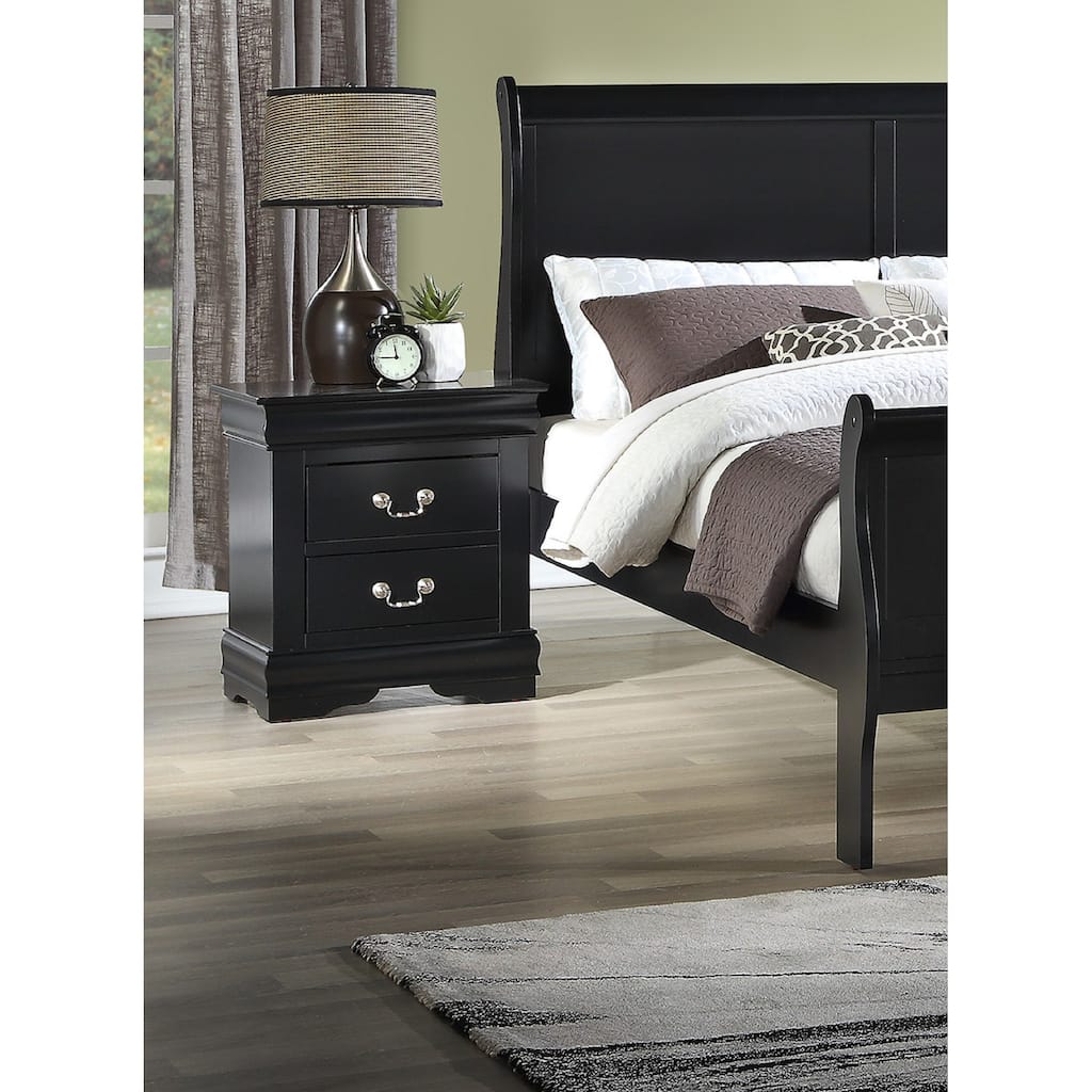 1pc Two Drawers Louis Philip Nightstand Solid Wood Contemporary & Simple Style