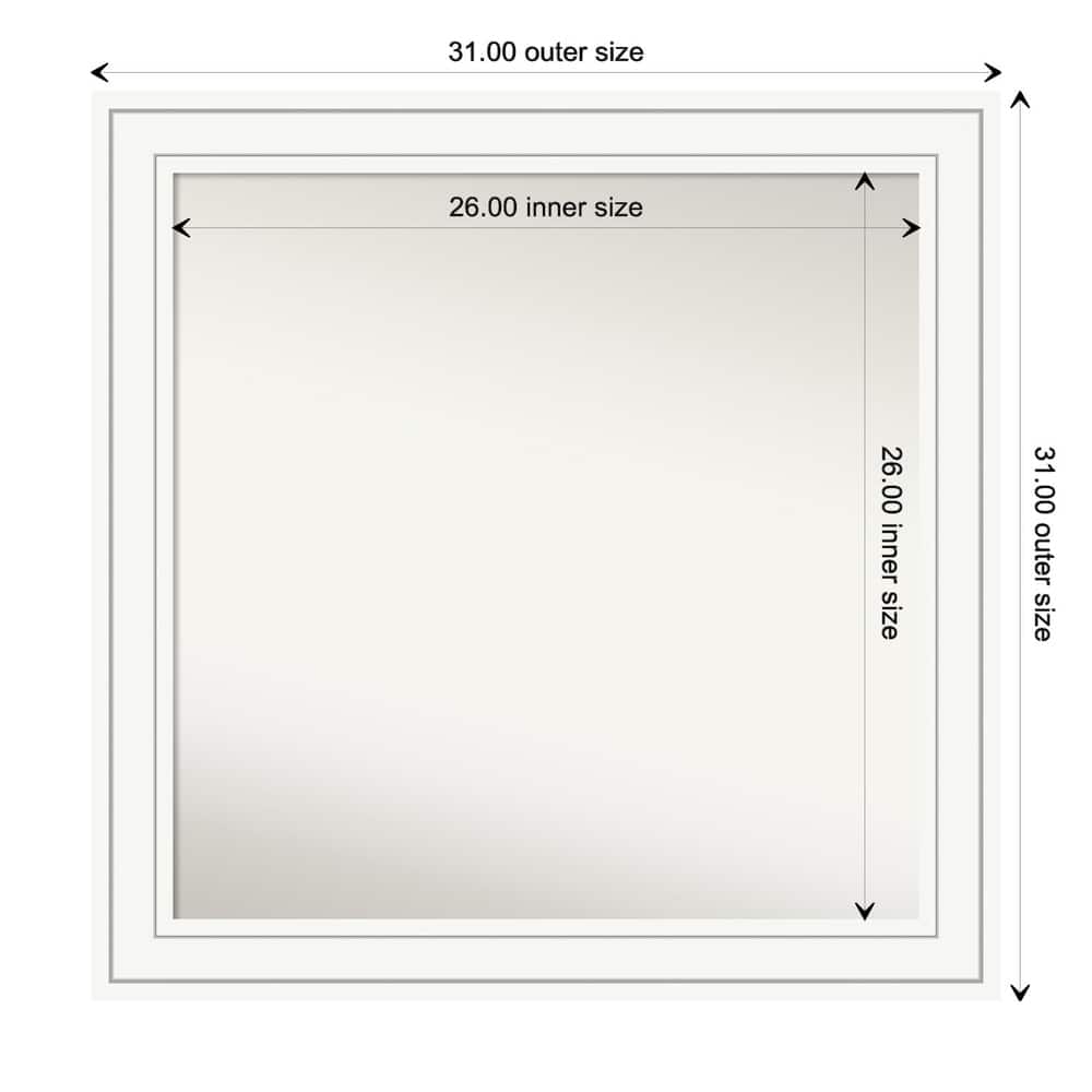 Craftsman White Framed Non-Beveled Custom Wall Mirror, Bathroom Vanity Mirror