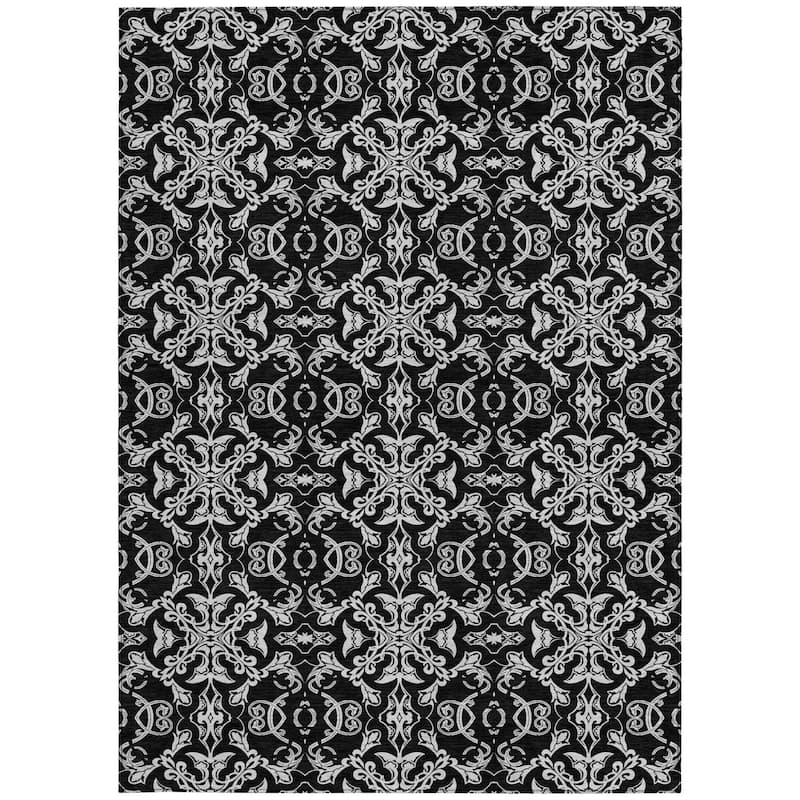 HomeRoots Medallion Transitional Rectangle Outdoor Rug