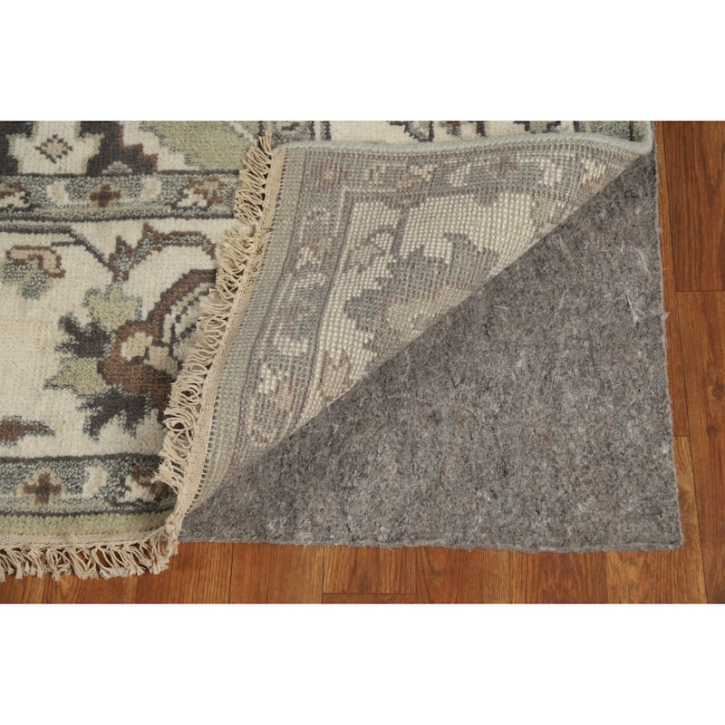 Green Floral Oushak Indian Area Rug Handmade Wool Carpet - 8'2" x 9'8"