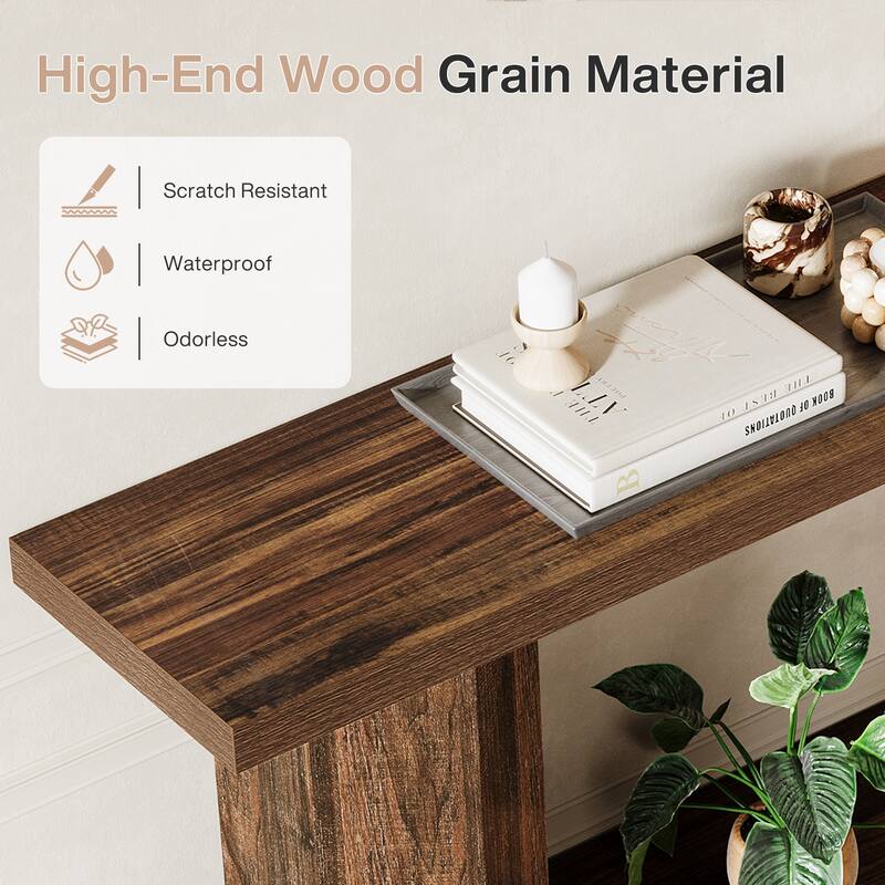 71-Inch Long Console Table for Entryway, 2-Tier Couch Table Behind Sofa - 11.81"D x 70.86"W x 31.5"H