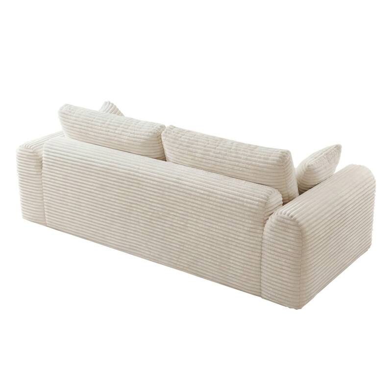 86.6" 3-Seater Corduroy Sofa with Pillows, No Assembly Required