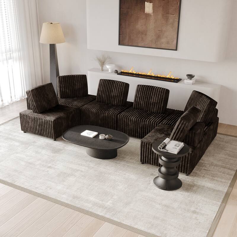 CraftPorch Luxurious Velvet Upholstered 4 Pieces Chair and 2 Corner Seat