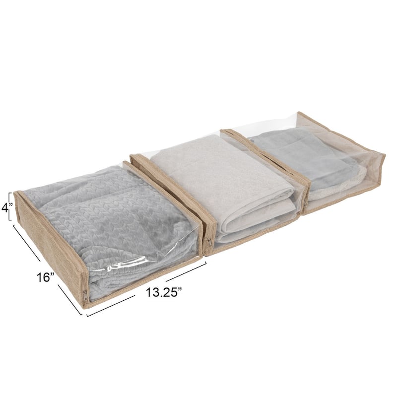 Household Essentials Zippered Sweater Storage Bags with Clear Vision Panel - 16.0"L x 13.3"W x 4.0"H