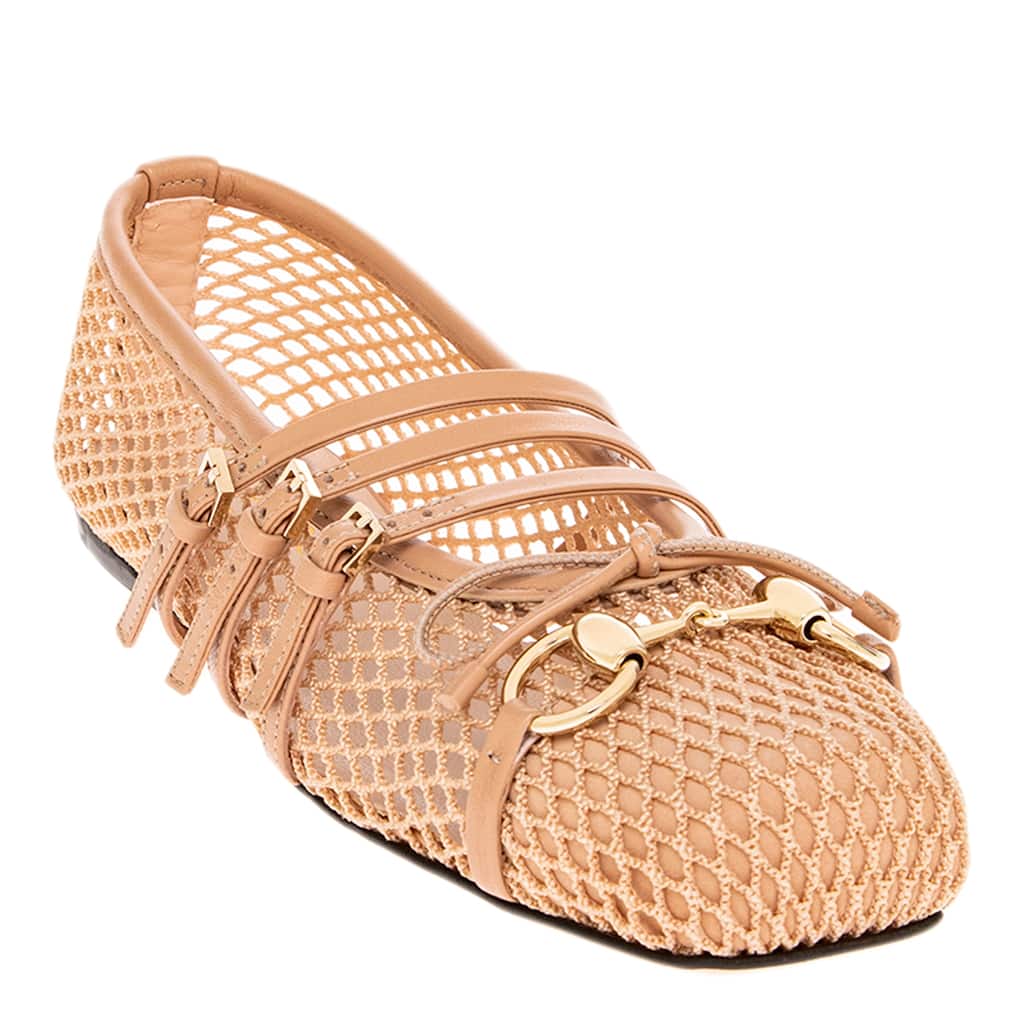 Gucci Horsebit Ballerina Flats in Mesh and Leather