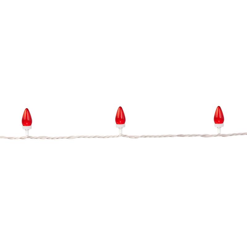 LED C9 Christmas Lights - Red - 16' White Wire - 25ct