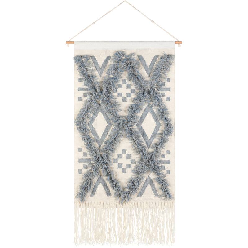Emrik Global Hand Woven Wall Hanging - 48"H x 24"W - Grey/Cream