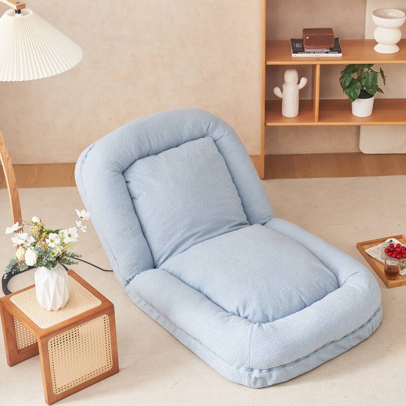 18 Sections Adjustable Triple Fold Down Sofa Bed, Adjustable Floor Couch Sofa with Pillow, Upholstered Floor Bed