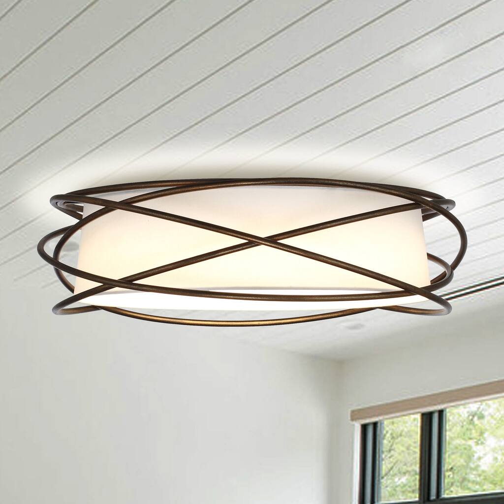 15" Modern Antique Bronze LED Flush Mount Ceiling Light - Antique Bronze