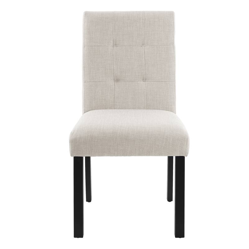 Roomfitters 4-Piece Modern Tufted Dining Chairs, Linen Upholstered Accent Chairs with High Back, Solid Wood Legs