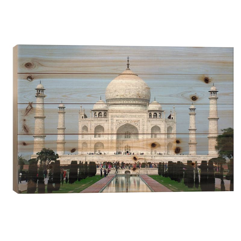 Taj Mahal Print On Wood by Unknown Artist - Multi-Color - 18x26x1.5