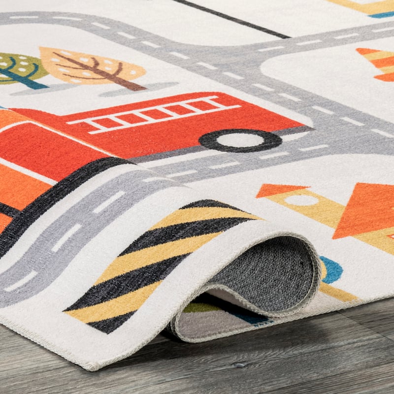 Nuloom Carmina SpinClean City Streets Machine Washable Kids Area Rug