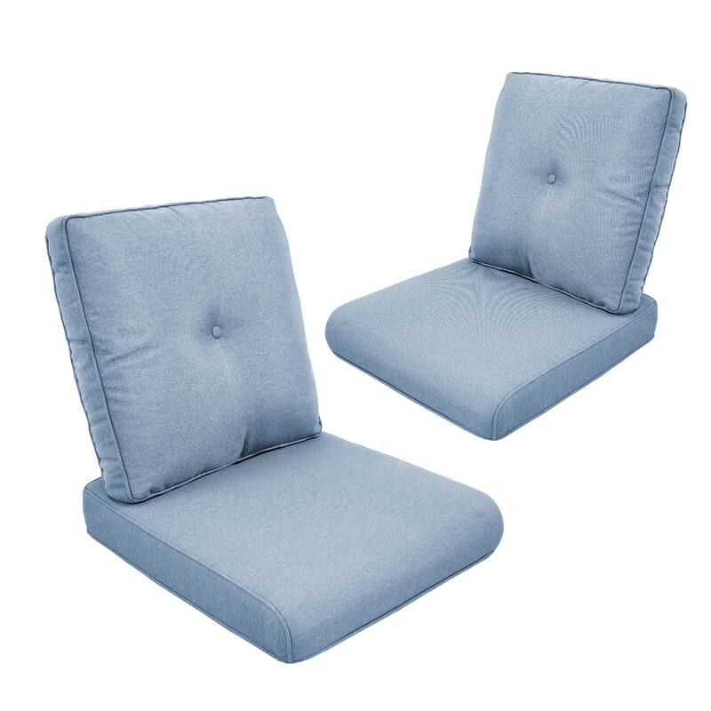 Outdoor Deep Seat Cushion 22 x 25 inch - Baby Blue - 2 Pairs Buckle Cushion