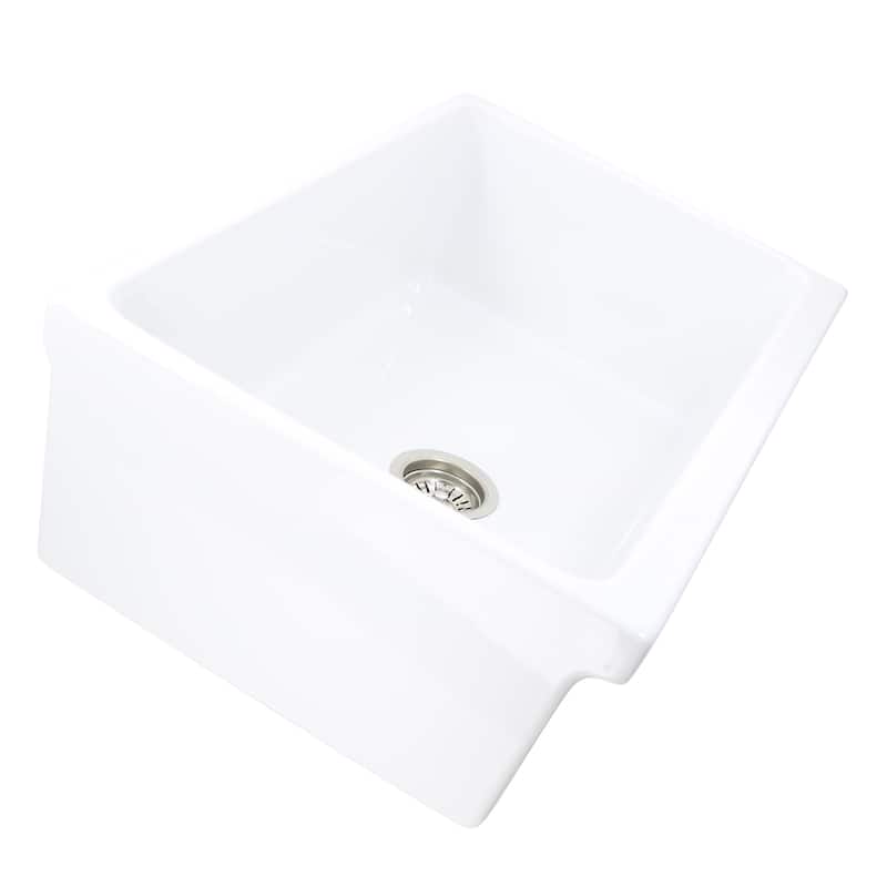 Highpoint Collection Fireclay Reversible Double Lip Farmhouse Sink