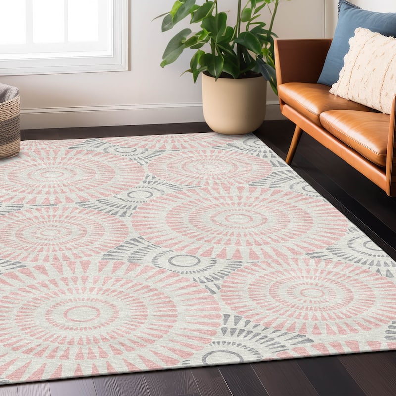 Machine Washable Indoor/ Outdoor Chantille Modern Burst Rug