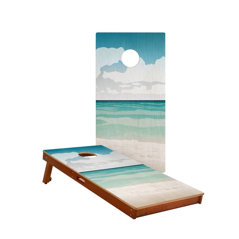 Gulf Island Shore Solid Mahogany All-Weather Cornhole Boards - Resin Bags - Add LED Lights