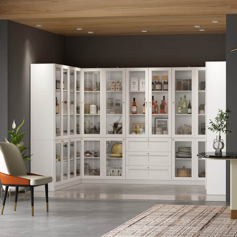 Modular Kitchen Utility Buffet,Large Cupboard Pantry Display Case