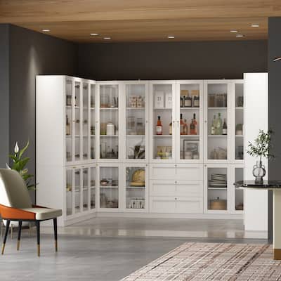 Modular large Kitchen Pantry Storage Cabinet with Drawer & Shelves