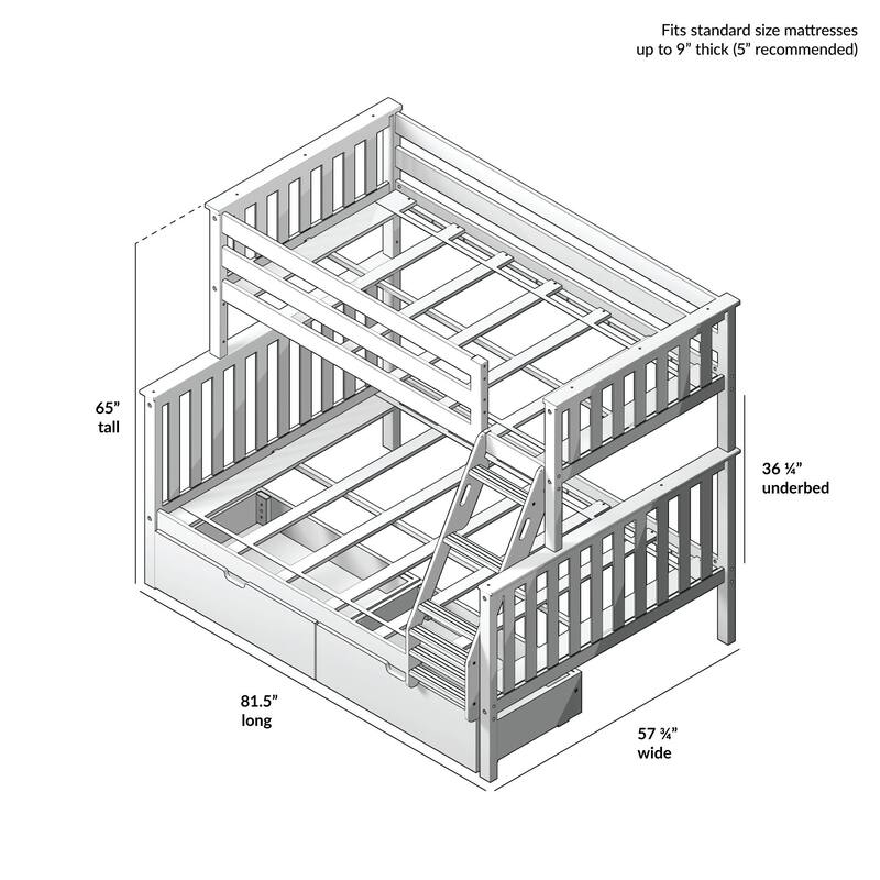 Max and Lily Twin over Full Staircase Bunk Bed with Storage Drawers
